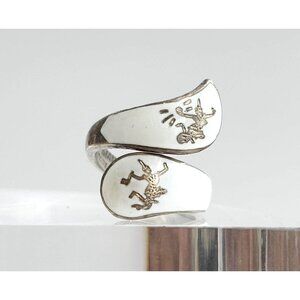 White Guilloche Wrap Siam Thai 925 Sterling Silver Vintage Ring - sz 5.25
